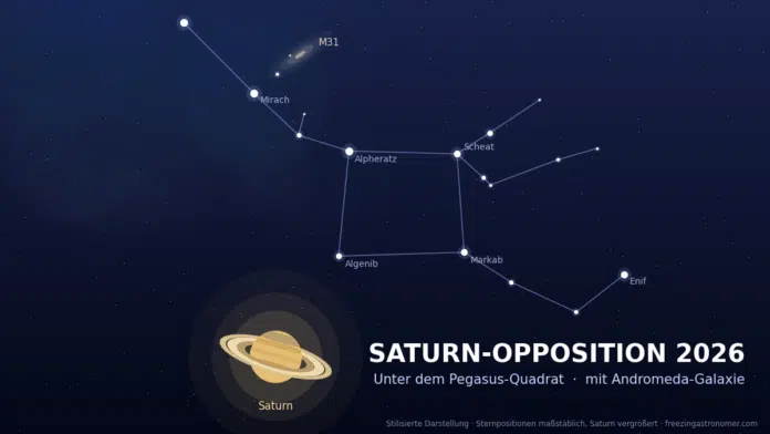 Saturn und Andromeda Oktober 2026